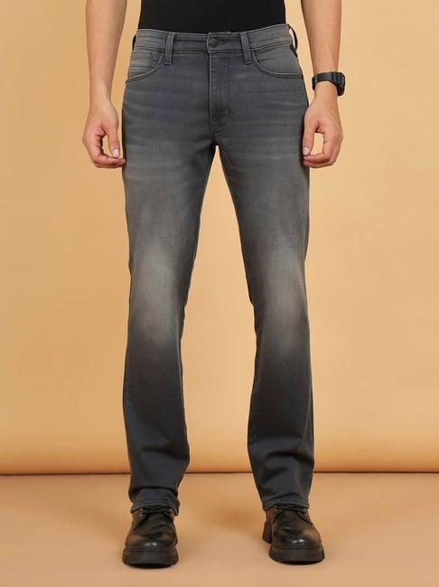 wrangler millard grey regular fit heavily washed jeans