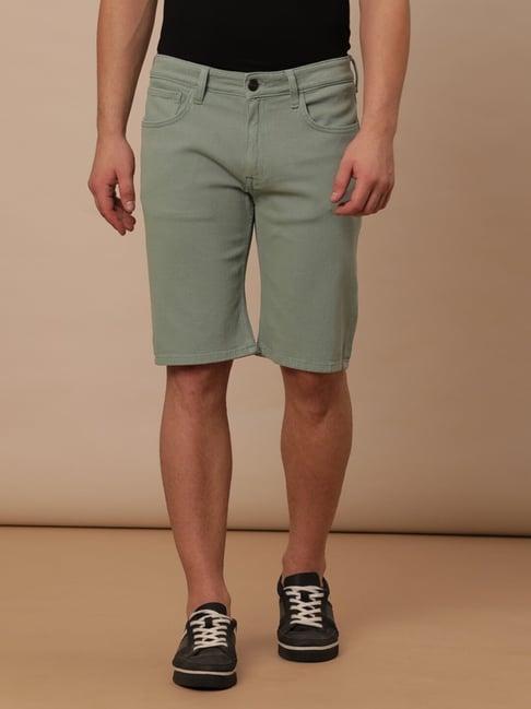 wrangler mint cotton slim fit shorts