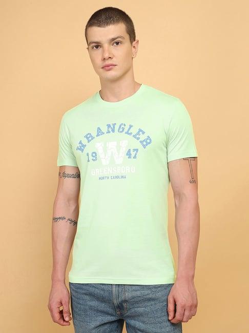 wrangler mint green regular fit graphic print crew t-shirt