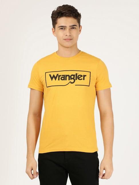 wrangler mustard regular fit printed t-shirt