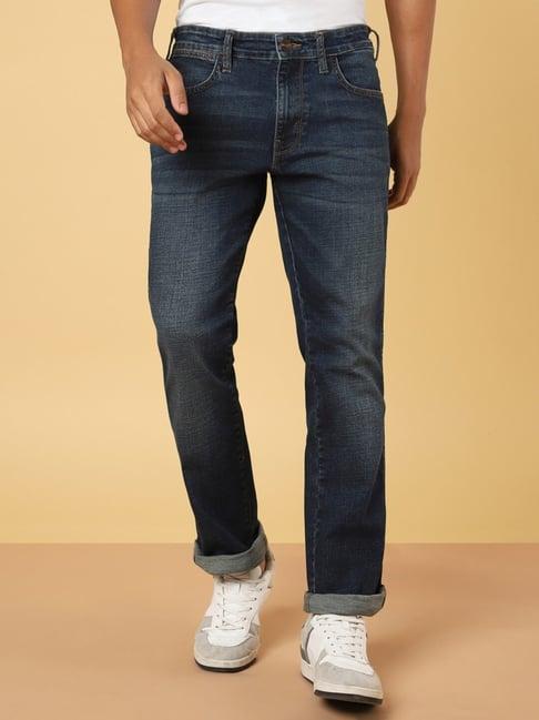 wrangler navy straight fit jeans