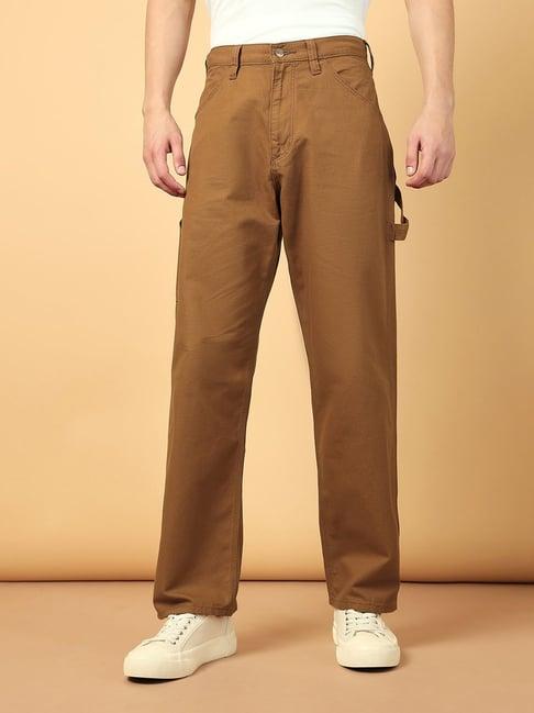 wrangler ochre cotton loose fit trousers