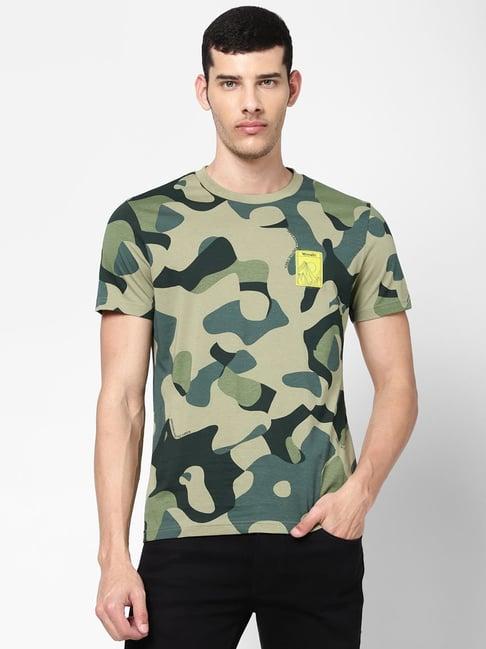 wrangler olive regular fit camouflage t-shirt