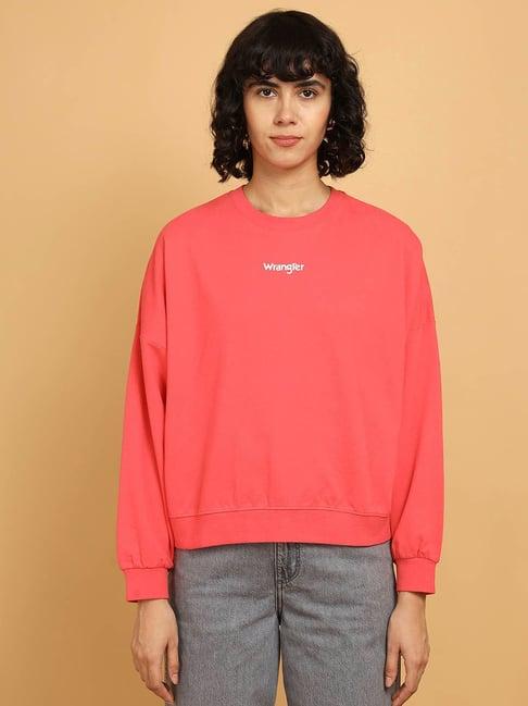wrangler pink logo print pullover