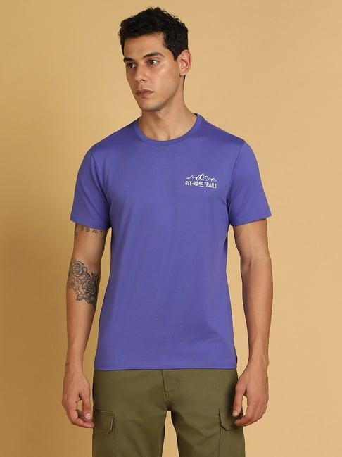 wrangler purple regular fit graphic print crew t-shirt