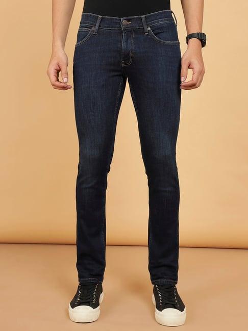 wrangler skanders dark blue slim fit low rise jeans