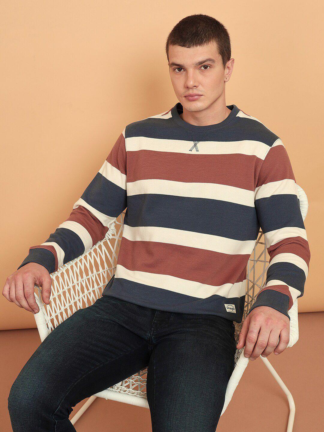 wrangler striped long sleeves terry pullover sweatshirt