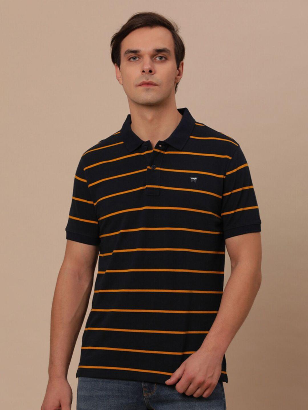 wrangler striped polo collar cotton t-shirt