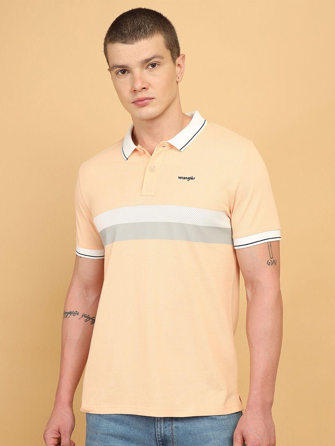 wrangler striped polo collar cotton t-shirt