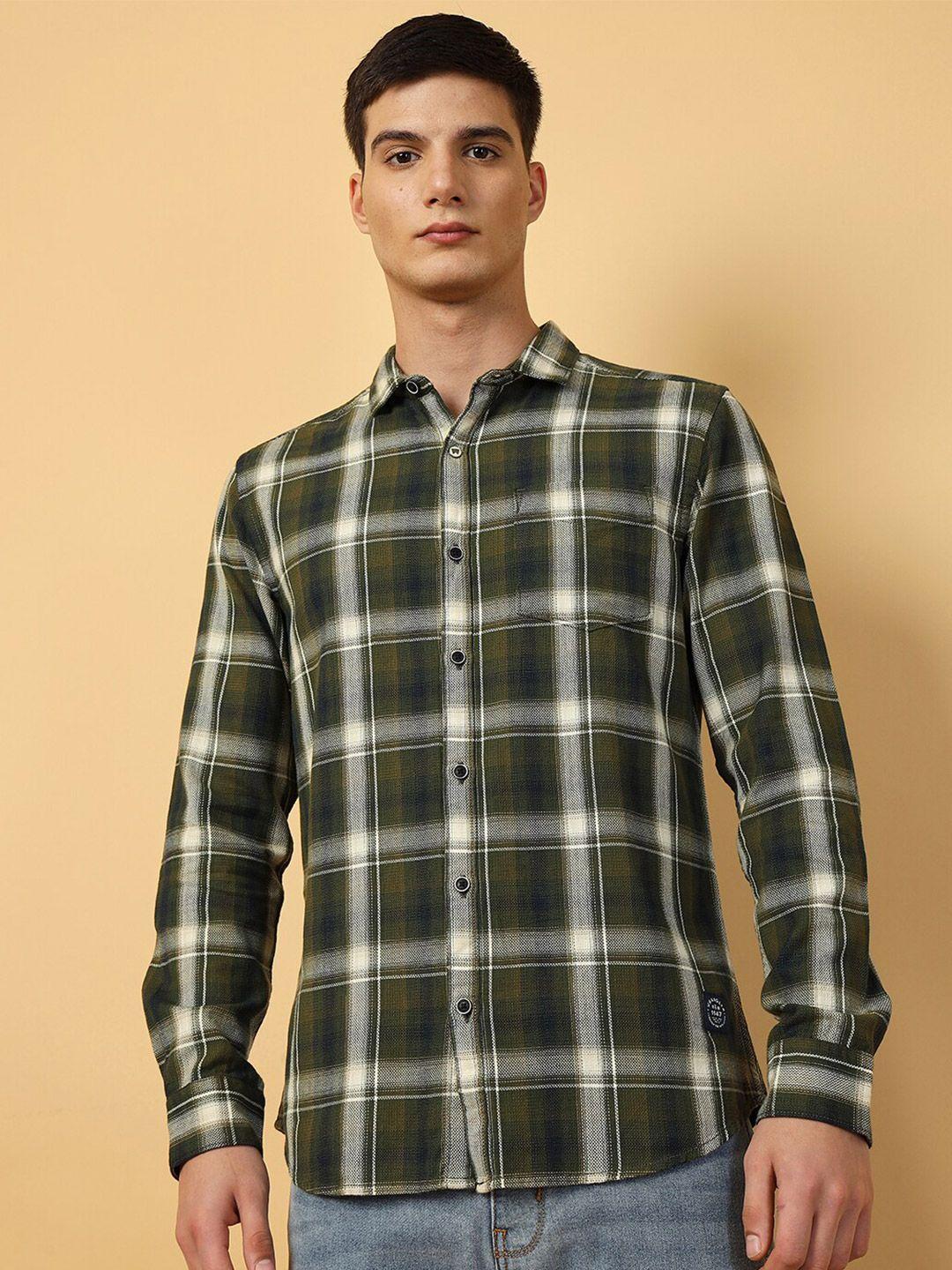 wrangler tartan checked opaque cotton casual shirt