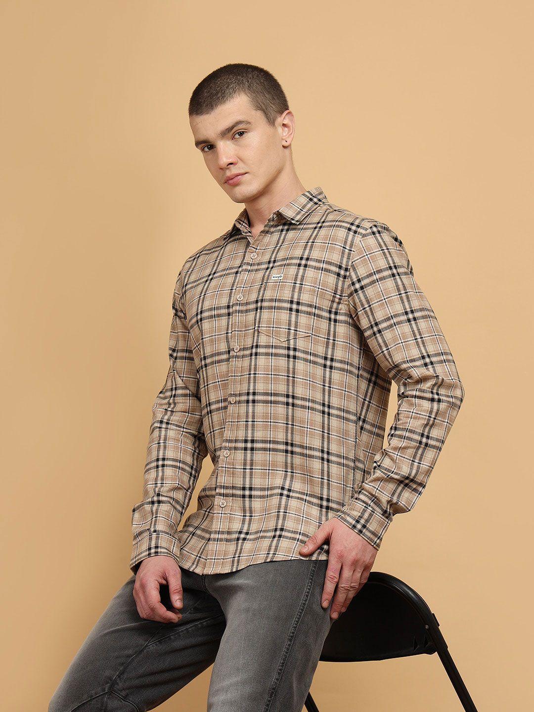 wrangler tartan checked pure cotton casual shirt