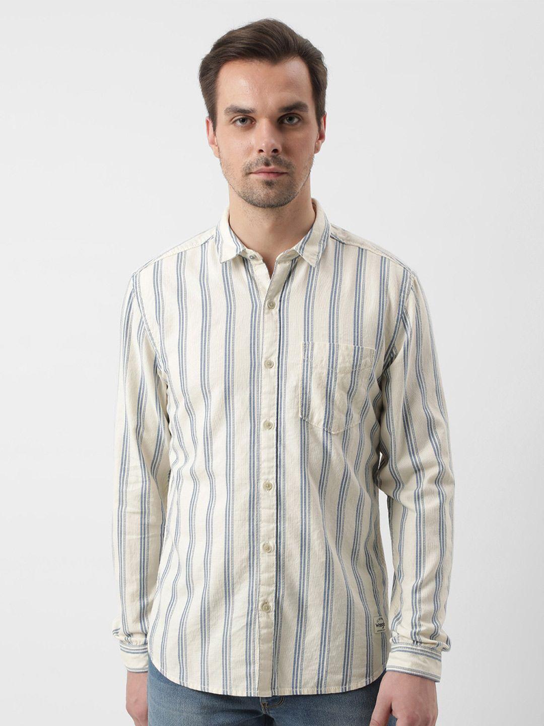 wrangler vertical striped opaque cotton casual shirt