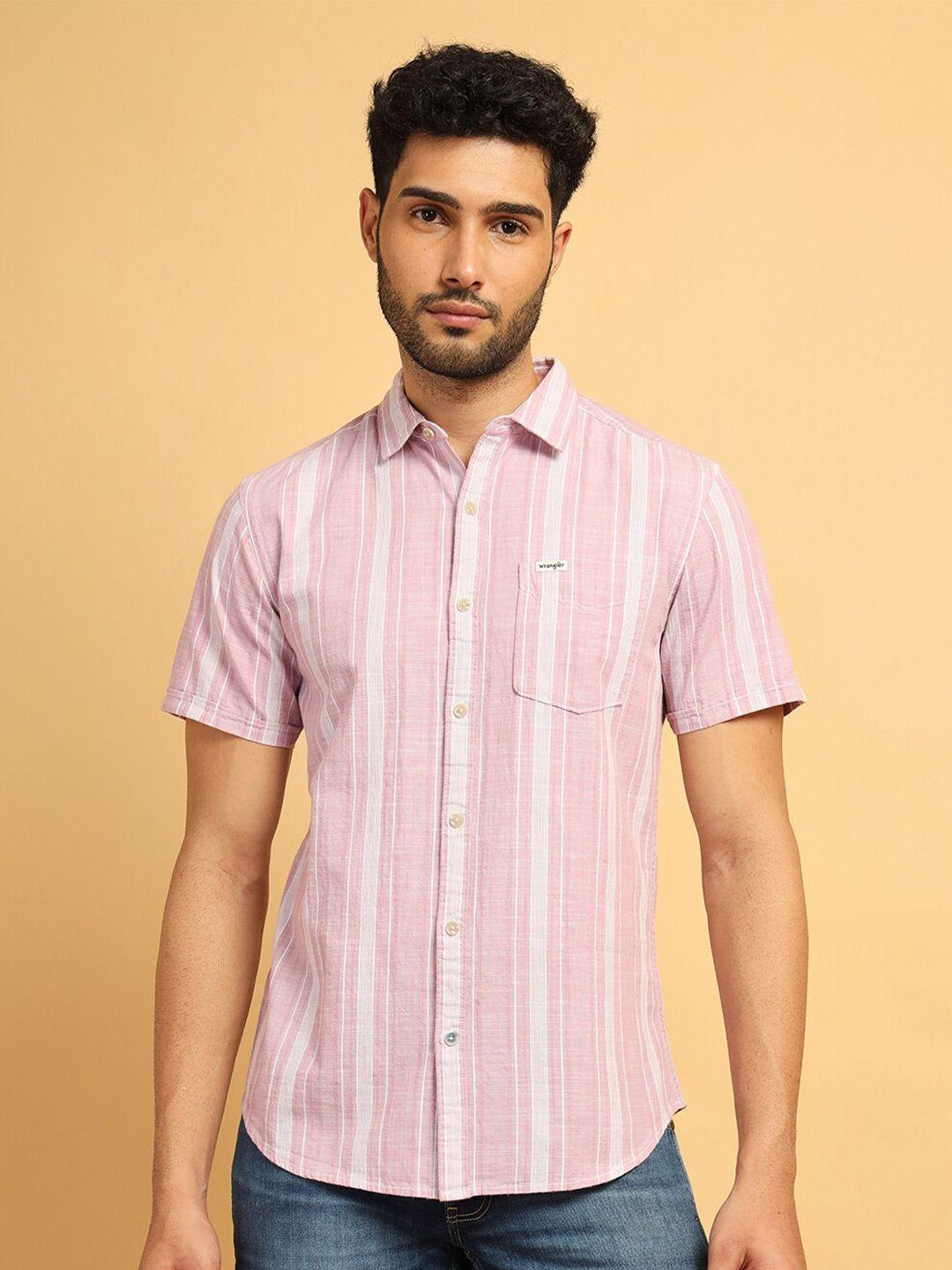 wrangler vertical striped pure cotton casual shirt