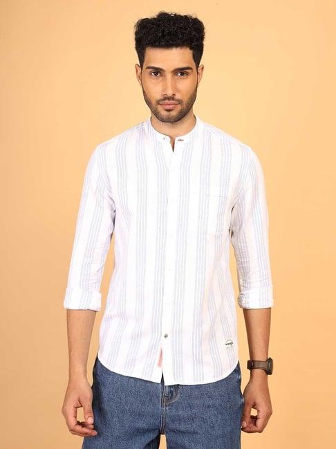 wrangler white regular fit striped shirt