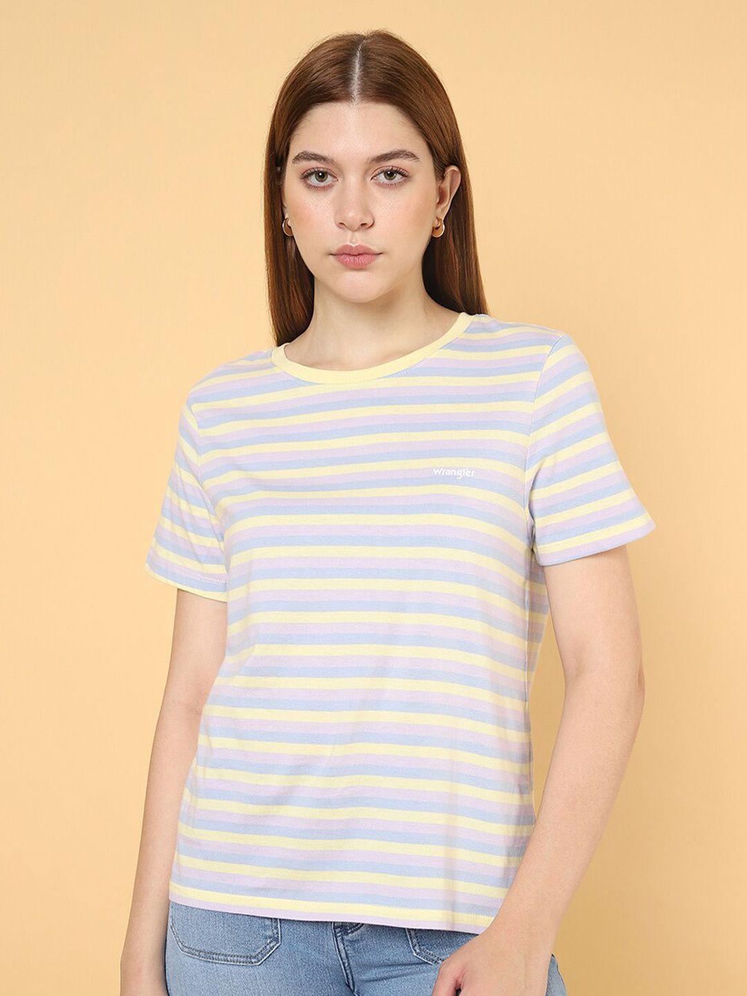wrangler women blue striped pockets t-shirt