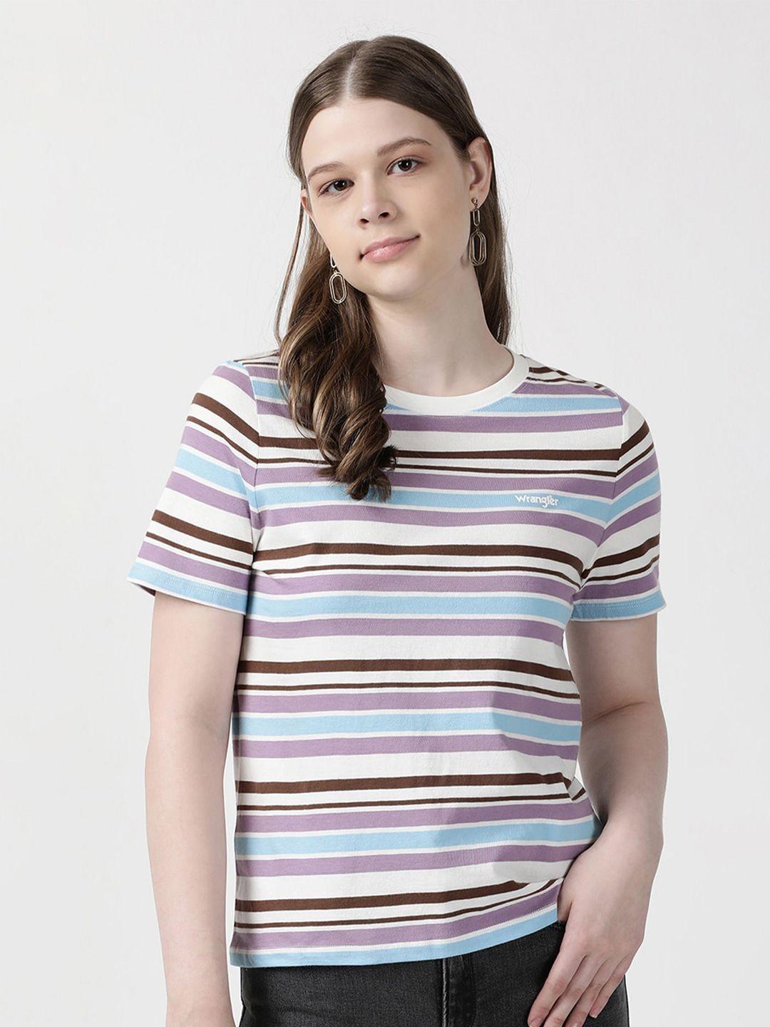 wrangler women striped cotton t-shirt
