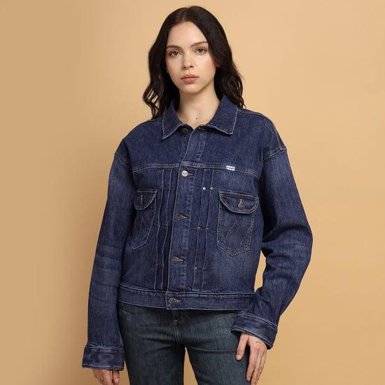 wrangler x smriti mandana women washed denim jacket