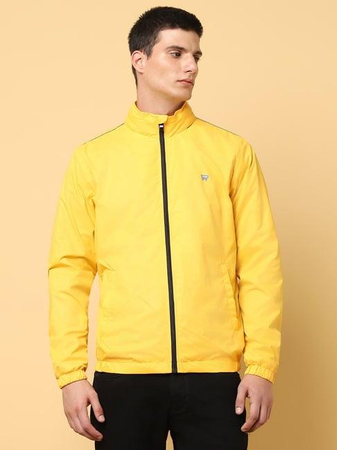 wrangler yellow regular fit high neck jacket