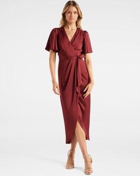 wrap dress with butterfly sleeves