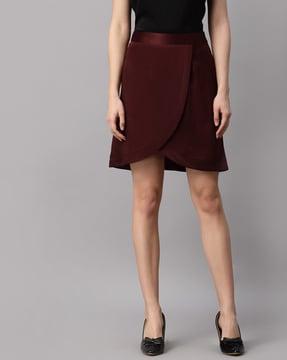 wrap skirt with curved hemline