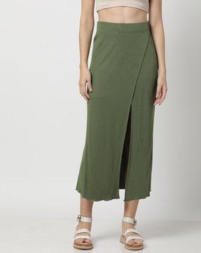 wrap skirt with front slit