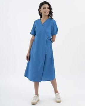 wrap-style a-line dress