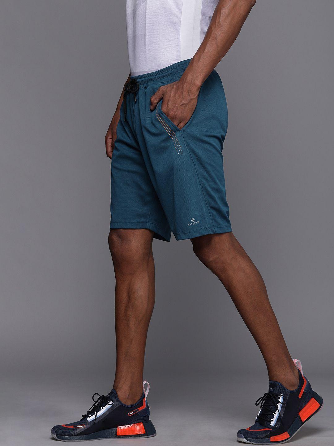 wrogn-active-men-teal-blue-slim-fit-sports-shorts