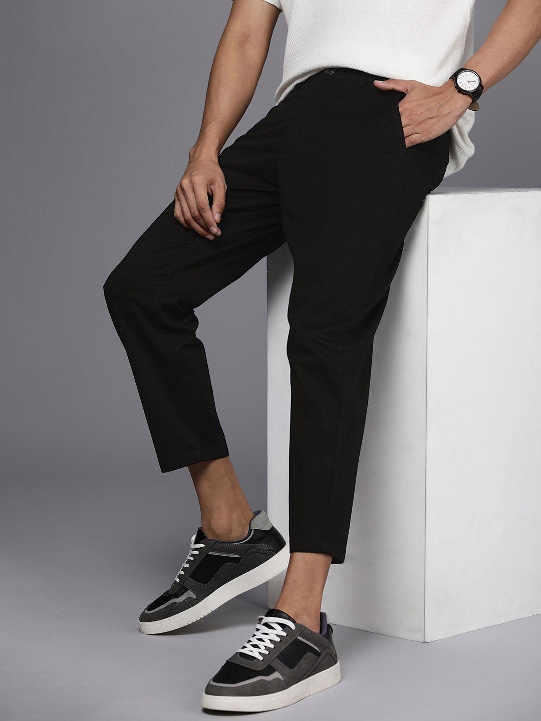 wrogn men mid-rise tapered fit cropped chinos