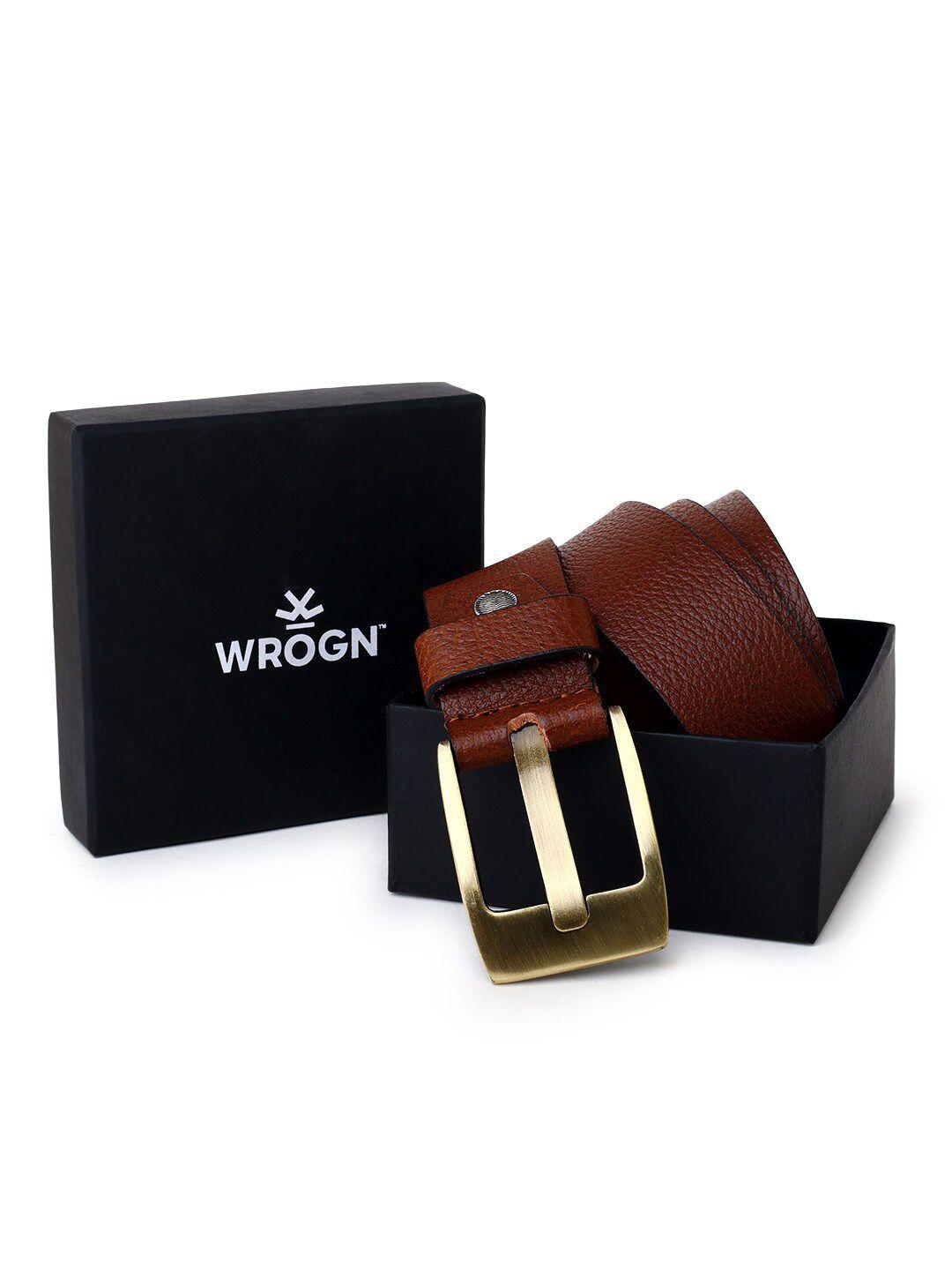 wrogn men textured leather formal belt