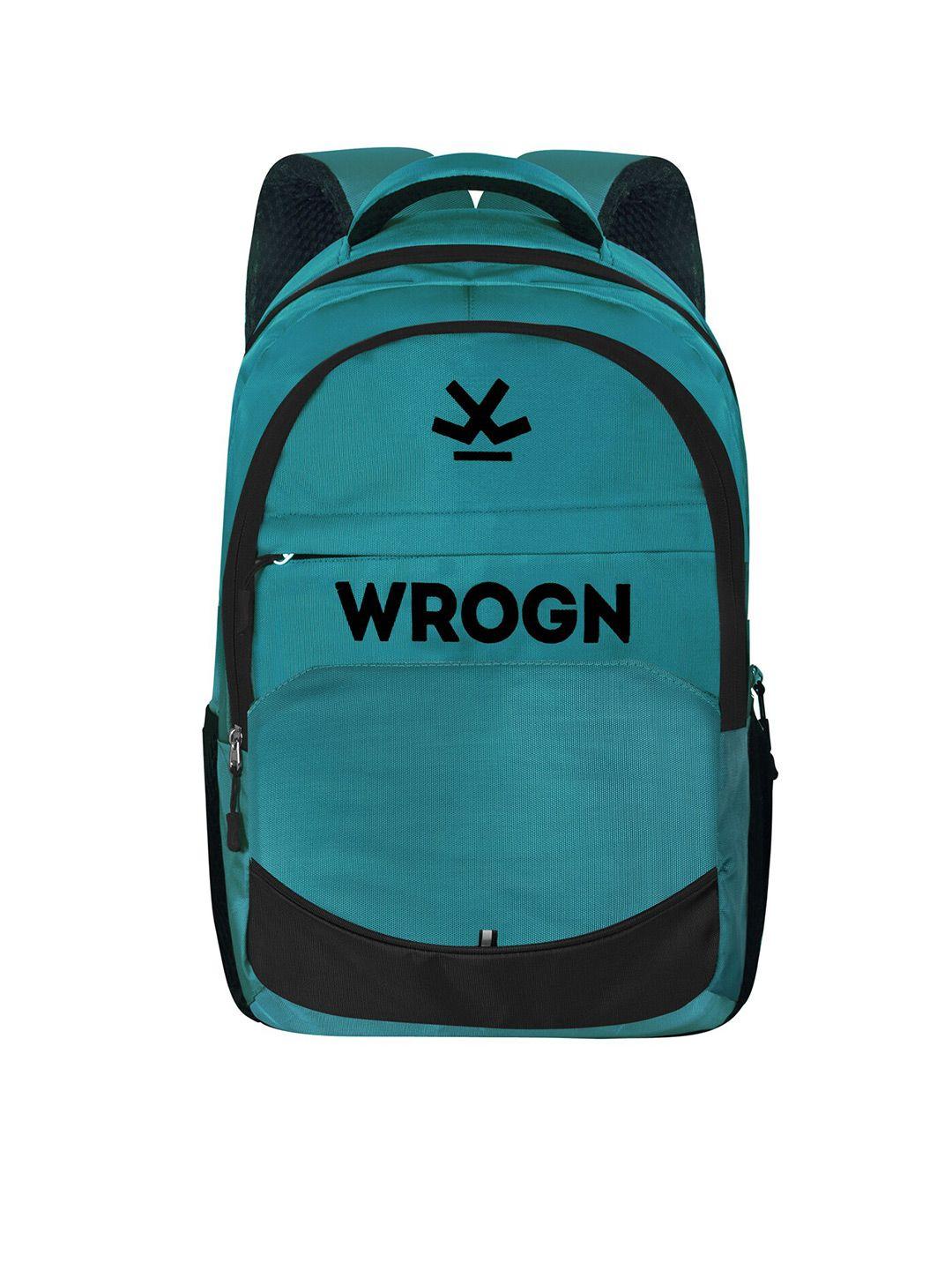 wrogn unisex blue & black typography backpack