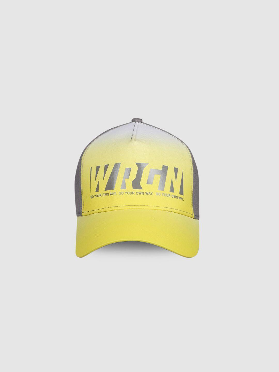 wrogn unisex yellow & grey printed baseball cap