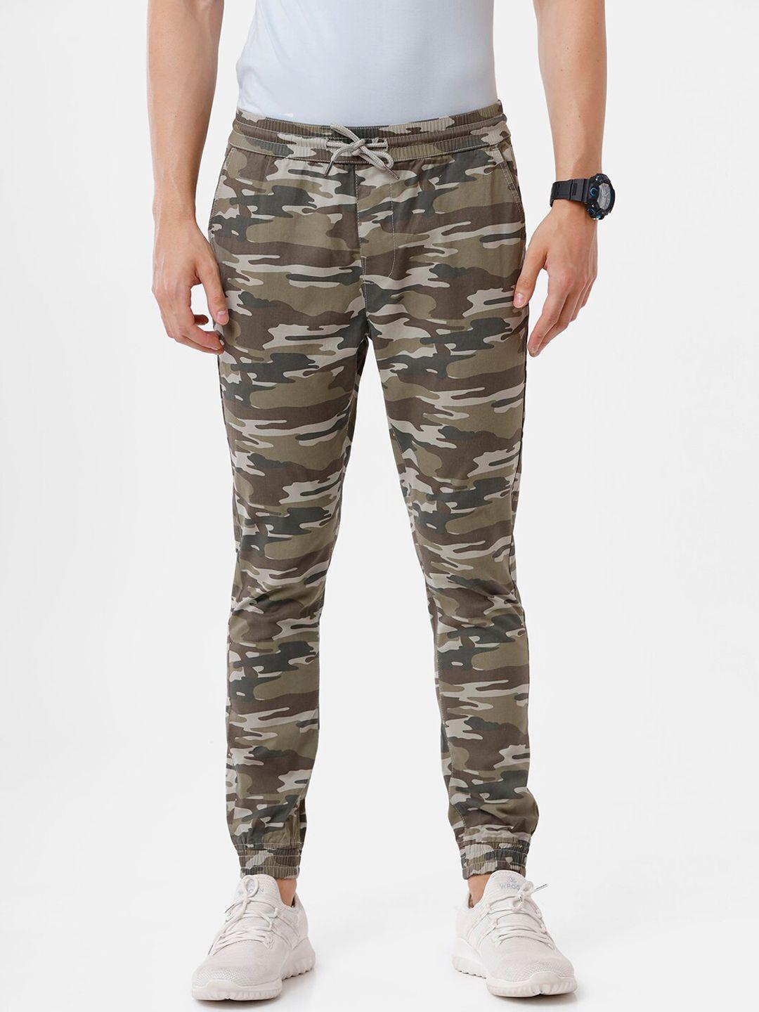 wrogn  men olive camouflage printed joggers