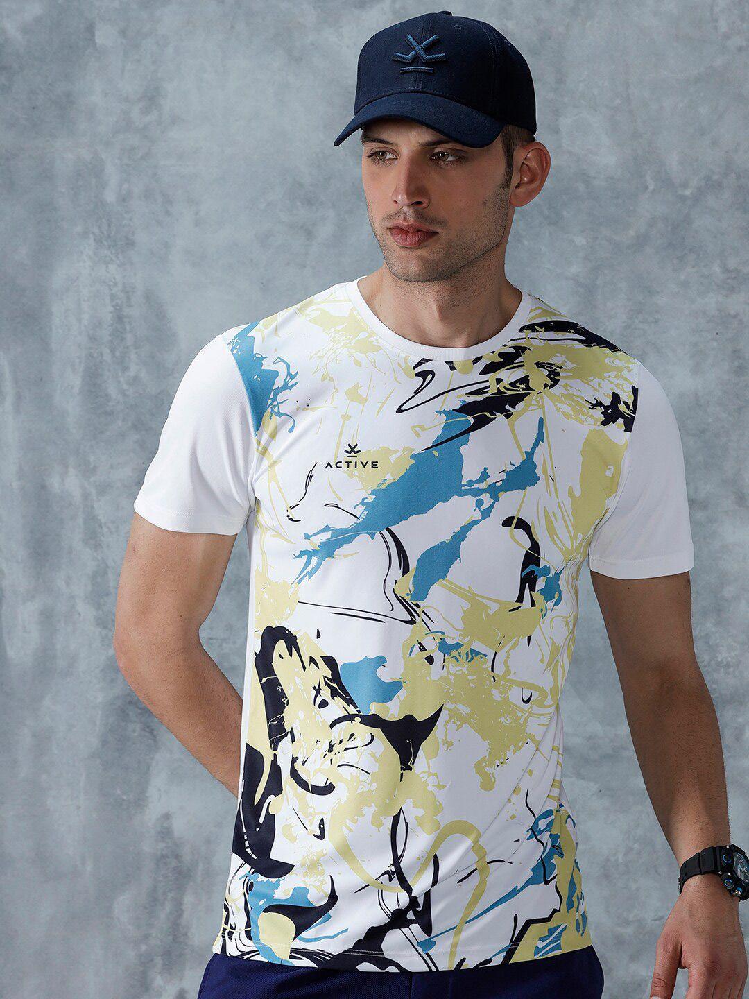 wrogn abstract printed slim fit t-shirt