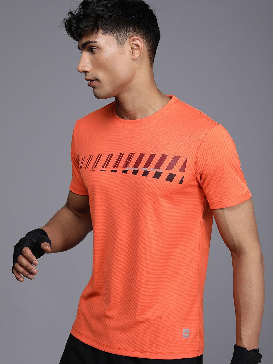 wrogn active  striped dry pro slim fit sports t-shirt