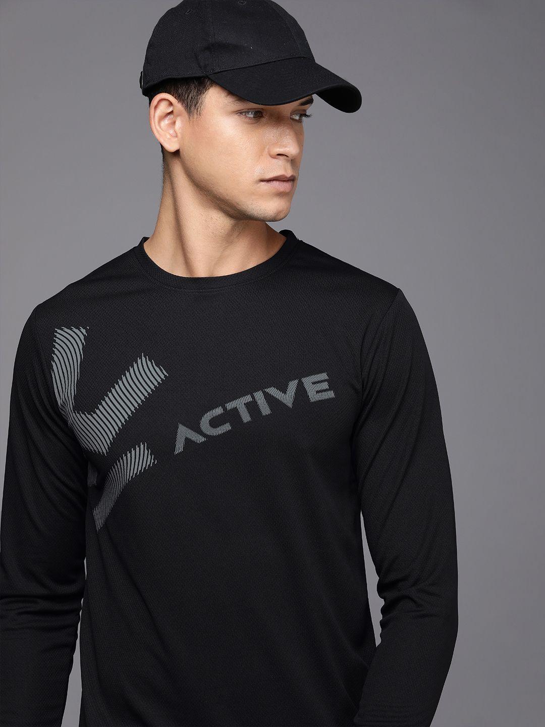 wrogn active brand logo printed dry pro slim fit t-shirt