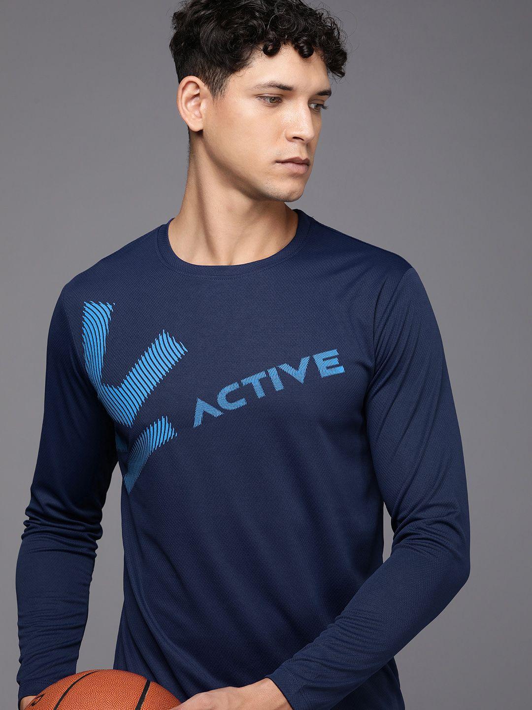 wrogn active brand logo printed dry pro slim fit t-shirt