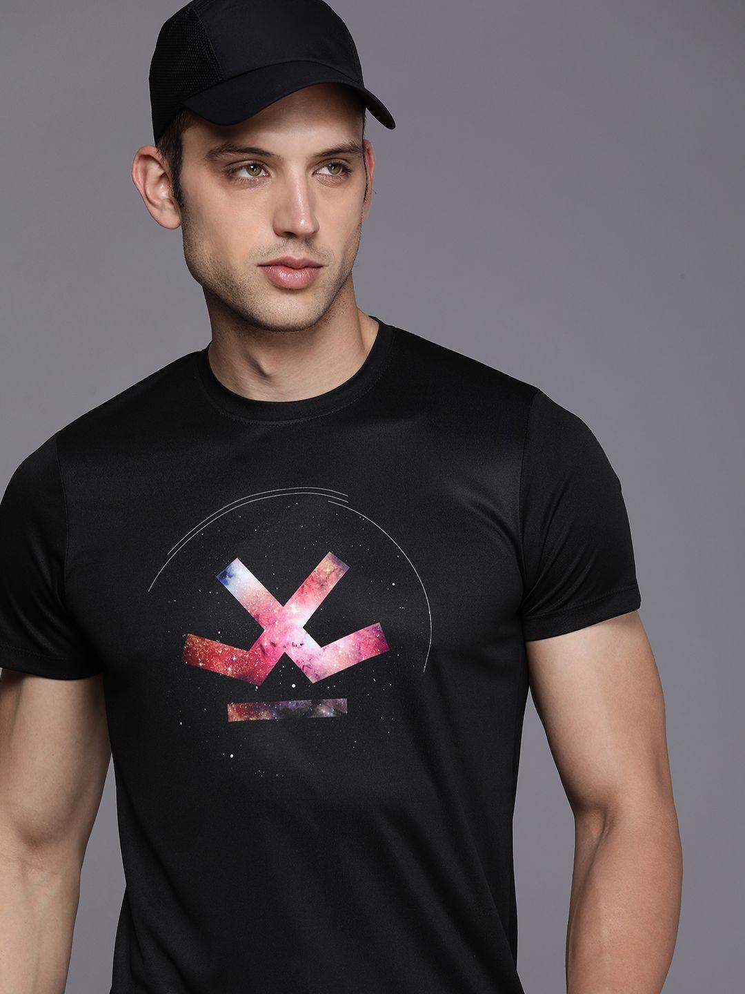 wrogn active brand logo printed slim fit sports t-shirt