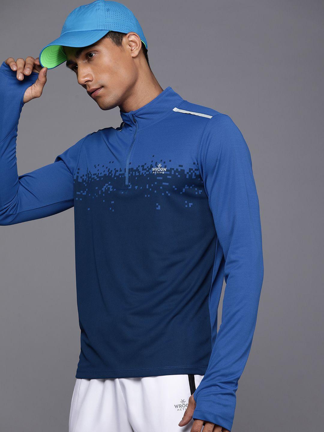 wrogn active dry pro printed slim fit t-shirt