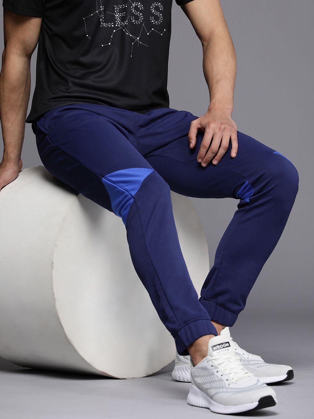 wrogn active men dry pro colourblocked mid rise knitted sports jogger