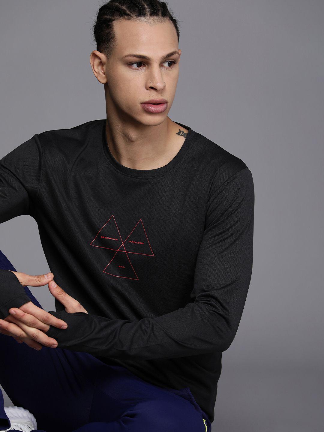 wrogn active men dry pro geometric printed sports t-shirt