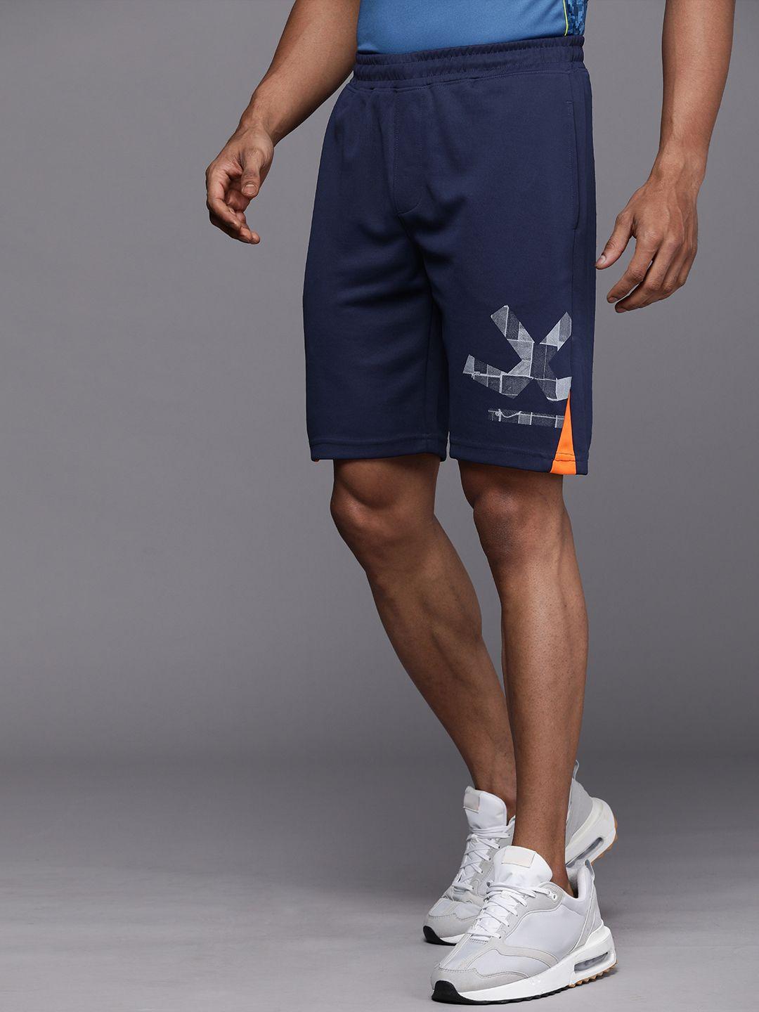 wrogn active men navy blue sports shorts