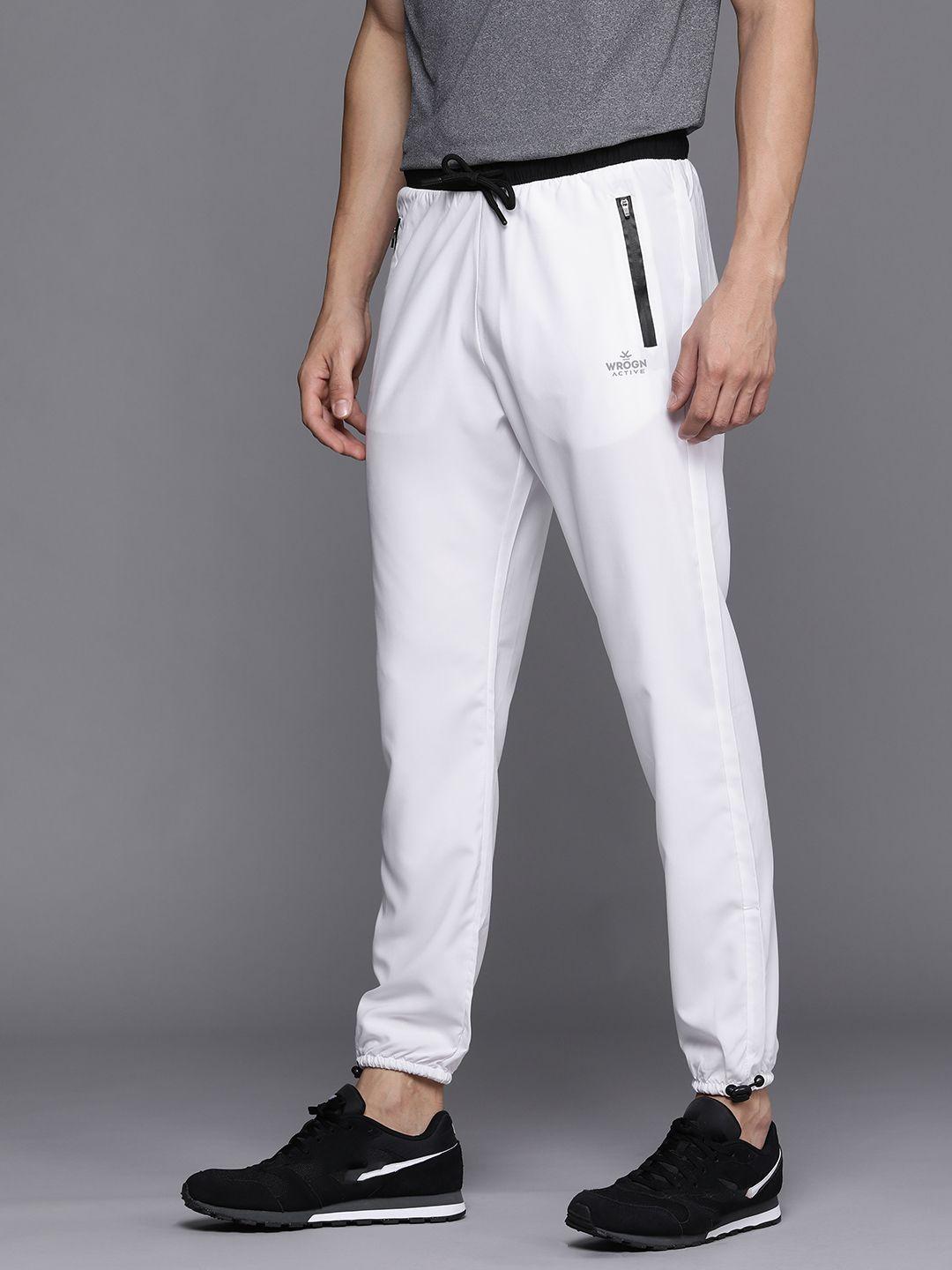 wrogn active men white solid joggers