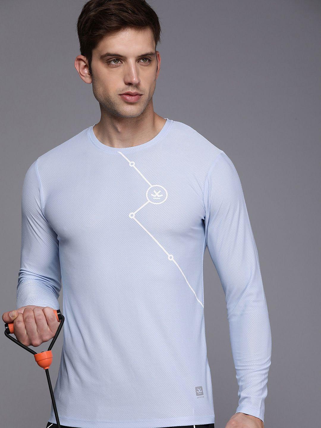 wrogn active printed dry-pro slim fit sports t-shirt