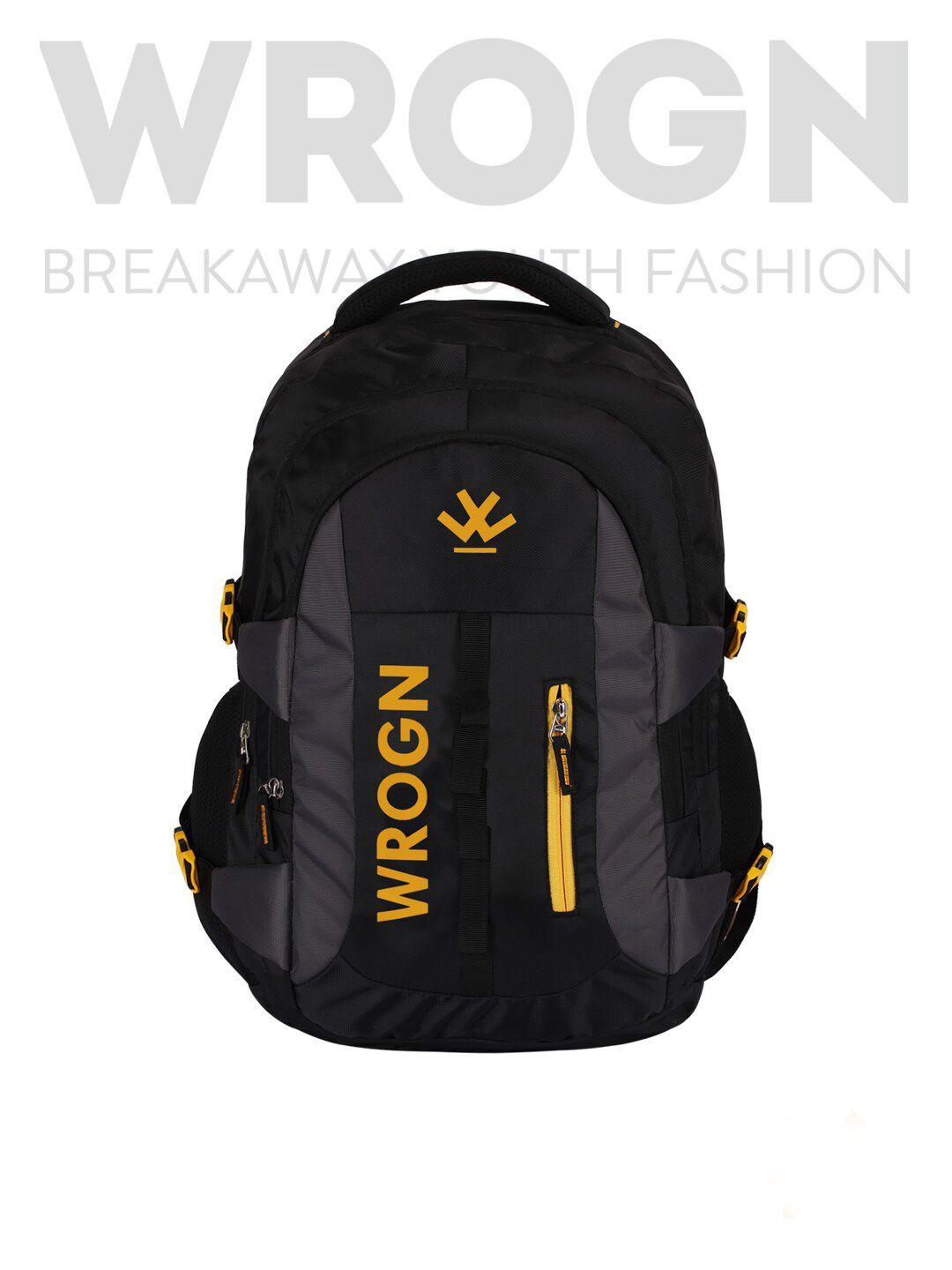 wrogn brand logo backpack with compression straps