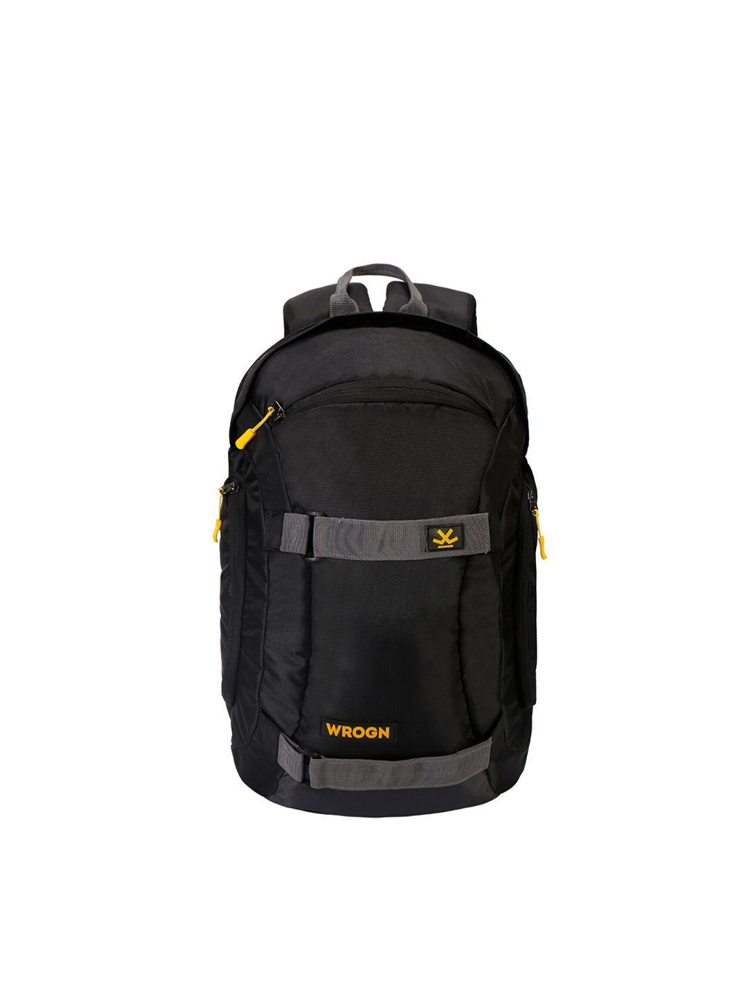 wrogn brand logo laptop backpack with compression straps