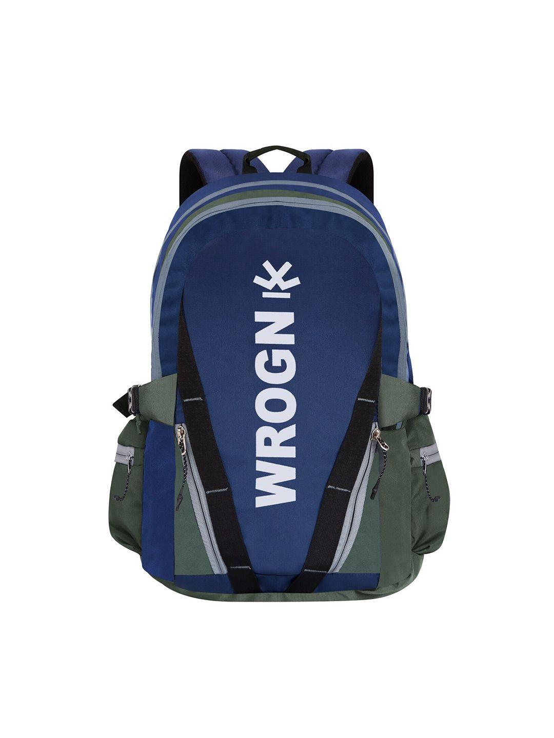 wrogn brand logo leather backpack with rain cover - 40.6cm