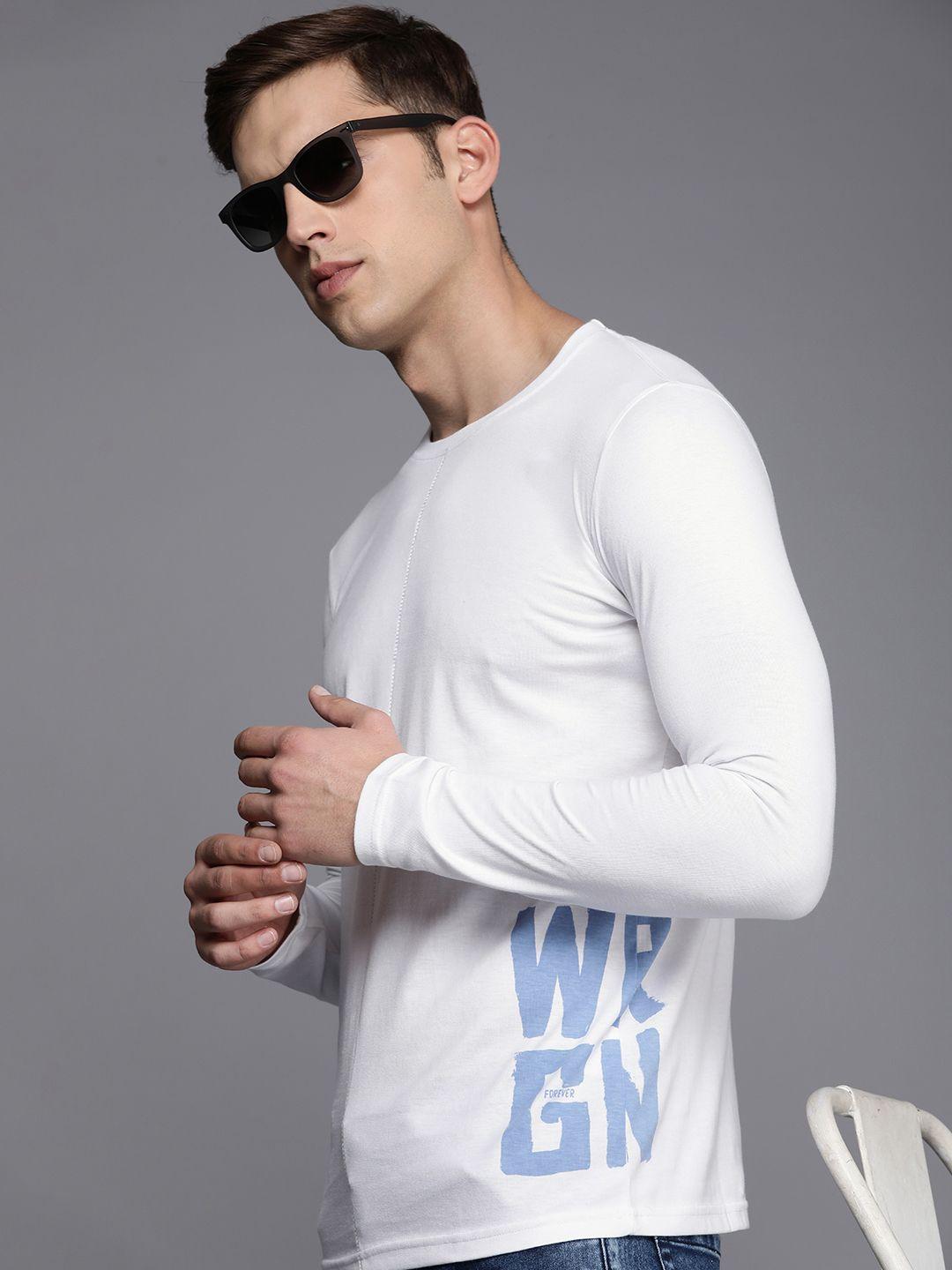 wrogn brand logo placement print slim fit t-shirt