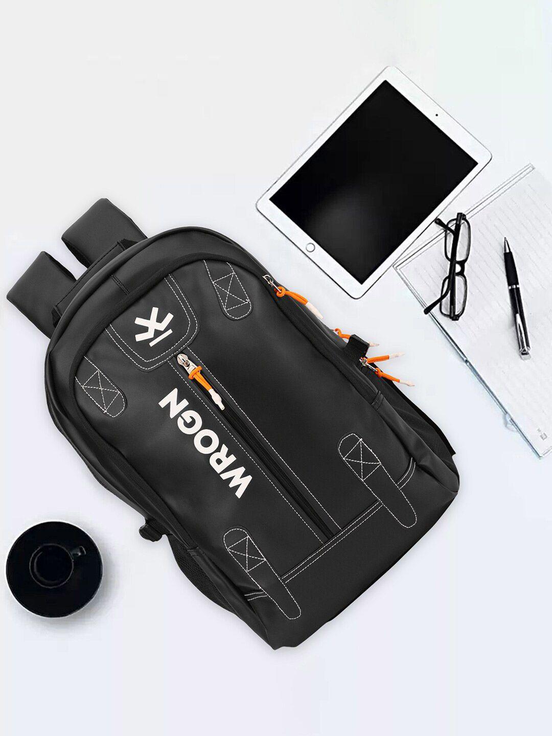 wrogn brand logo printed padded backpack with rain cover