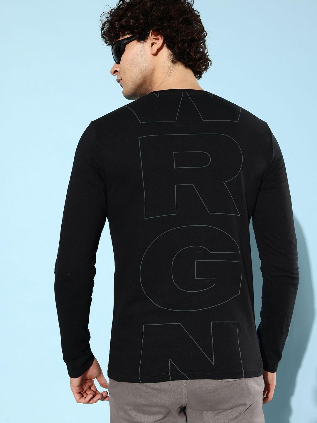 wrogn brand logo printed pure cotton slim fit t-shirt