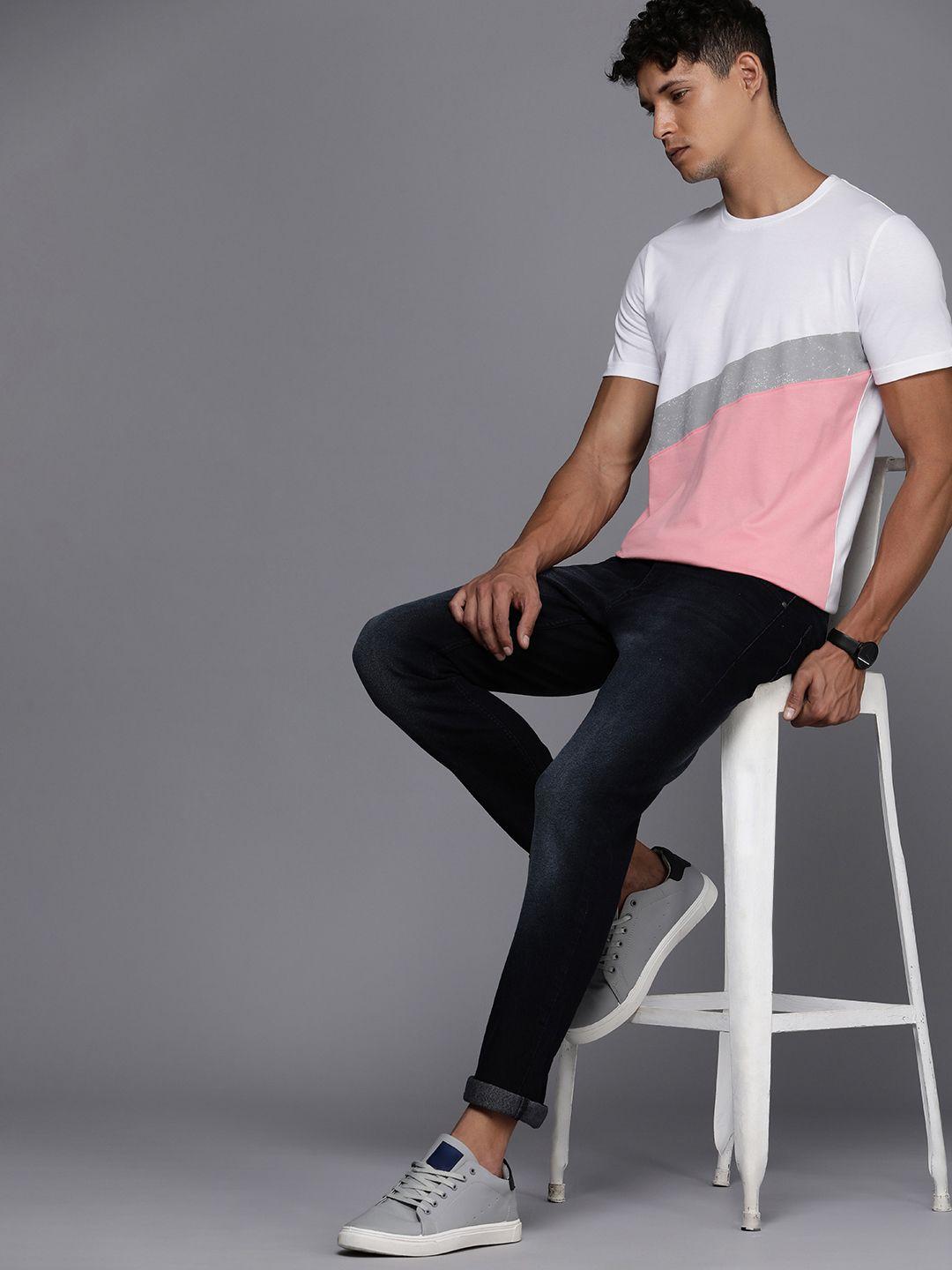 wrogn colourblocked round neck t-shirt